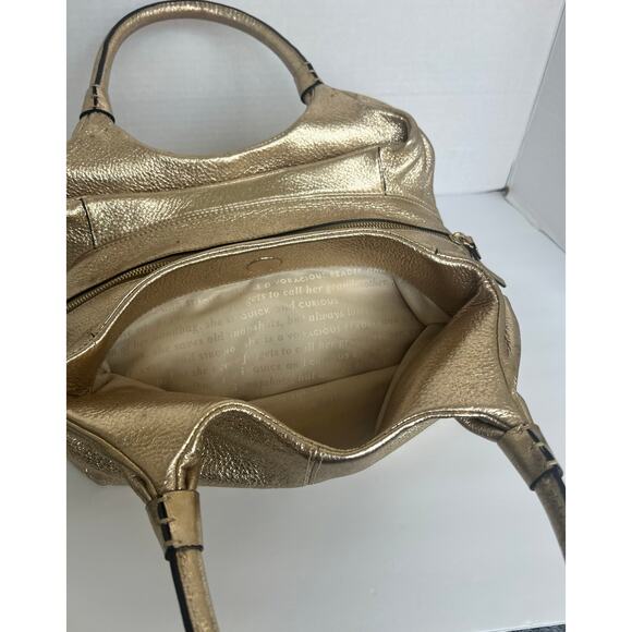 Kate Spade Genuine Pebbled Gold Leather Double Handles Shoulder/Hand Bag Purse - Picture 8 of 12